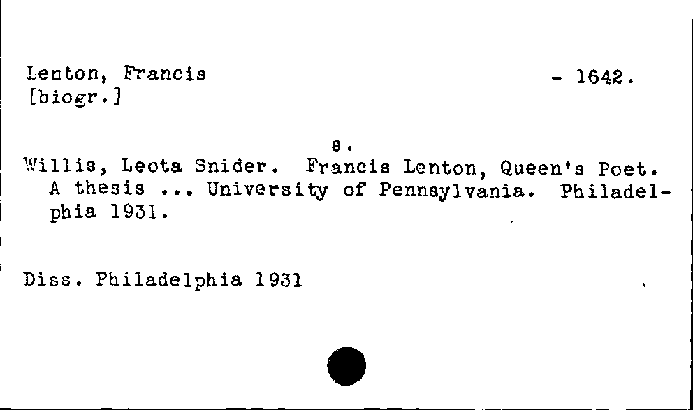 [Katalogkarte Dissertationenkatalog bis 1980]