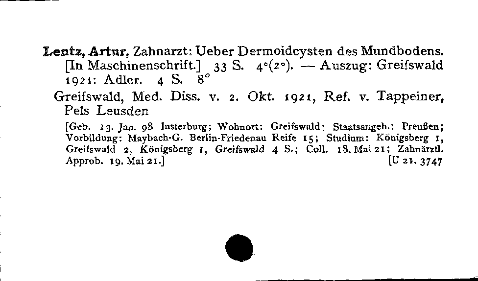 [Katalogkarte Dissertationenkatalog bis 1980]