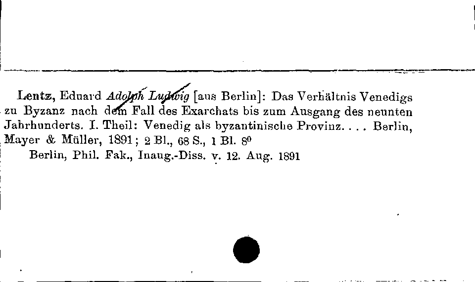 [Katalogkarte Dissertationenkatalog bis 1980]