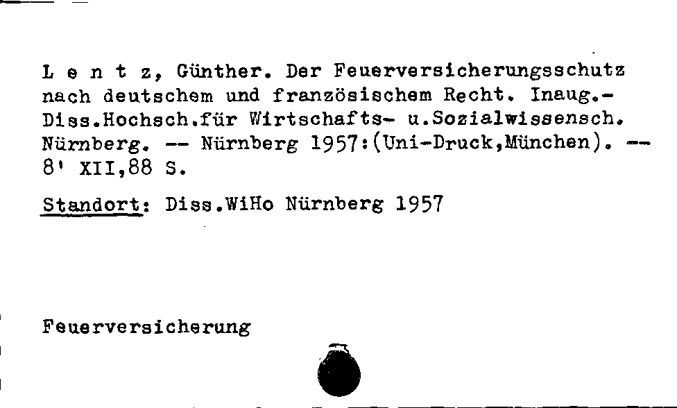 [Katalogkarte Dissertationenkatalog bis 1980]