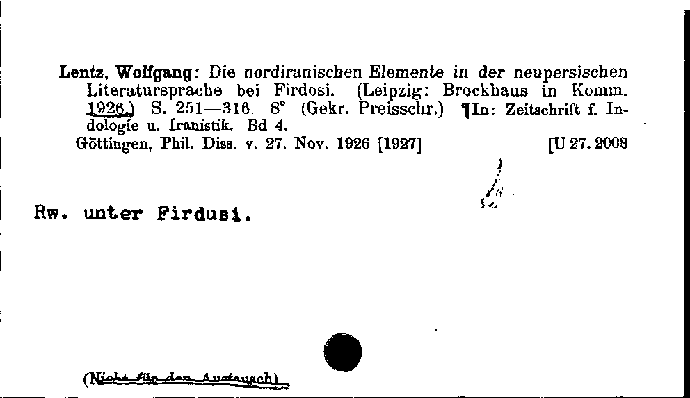 [Katalogkarte Dissertationenkatalog bis 1980]