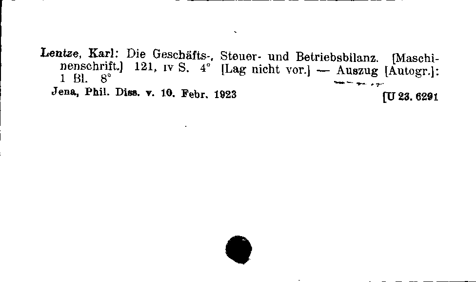 [Katalogkarte Dissertationenkatalog bis 1980]