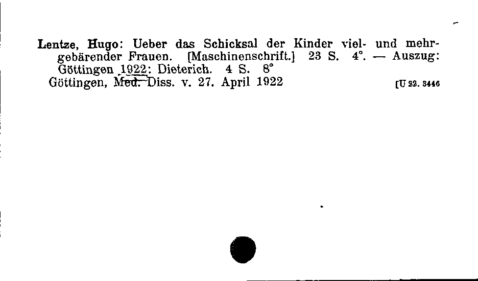 [Katalogkarte Dissertationenkatalog bis 1980]