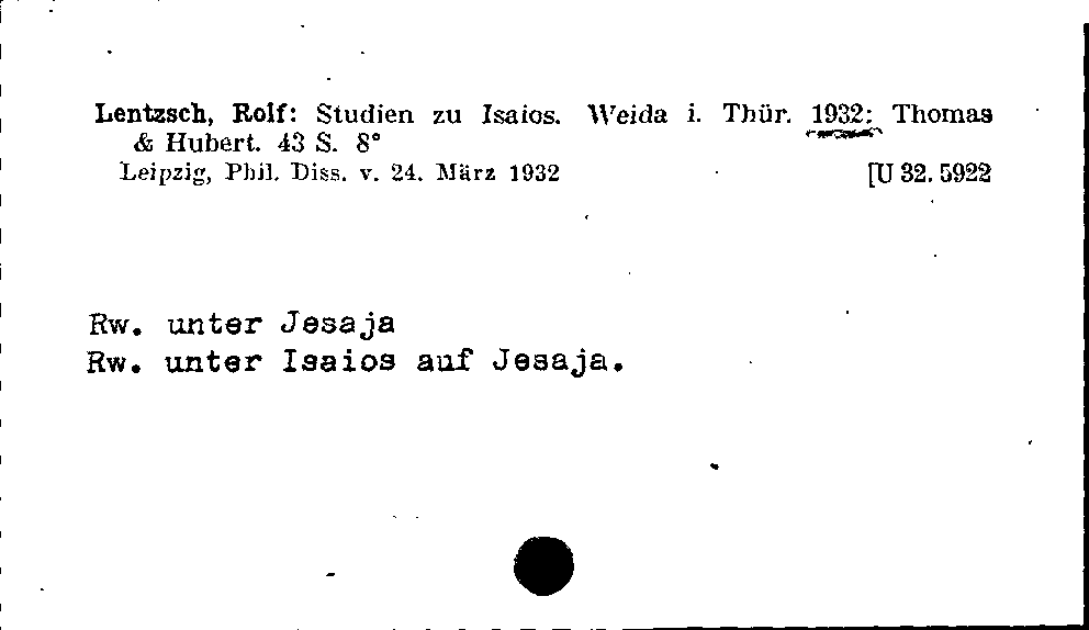 [Katalogkarte Dissertationenkatalog bis 1980]