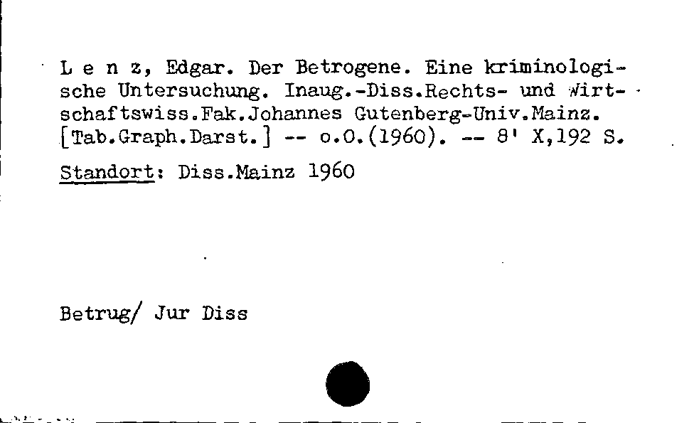 [Katalogkarte Dissertationenkatalog bis 1980]