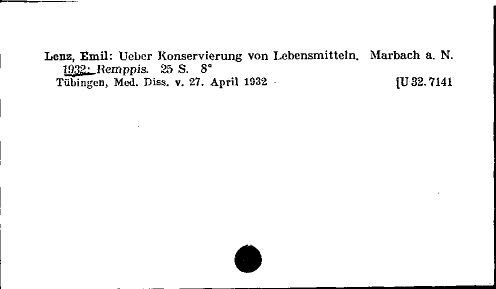 [Katalogkarte Dissertationenkatalog bis 1980]