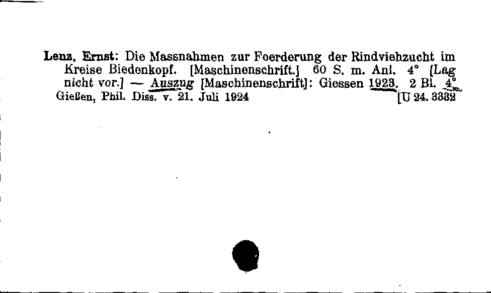 [Katalogkarte Dissertationenkatalog bis 1980]