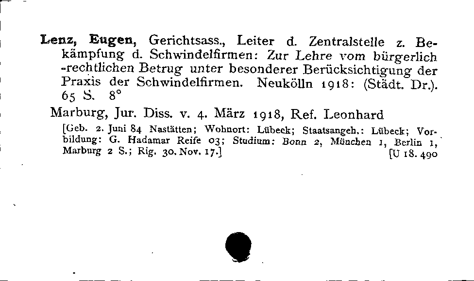 [Katalogkarte Dissertationenkatalog bis 1980]