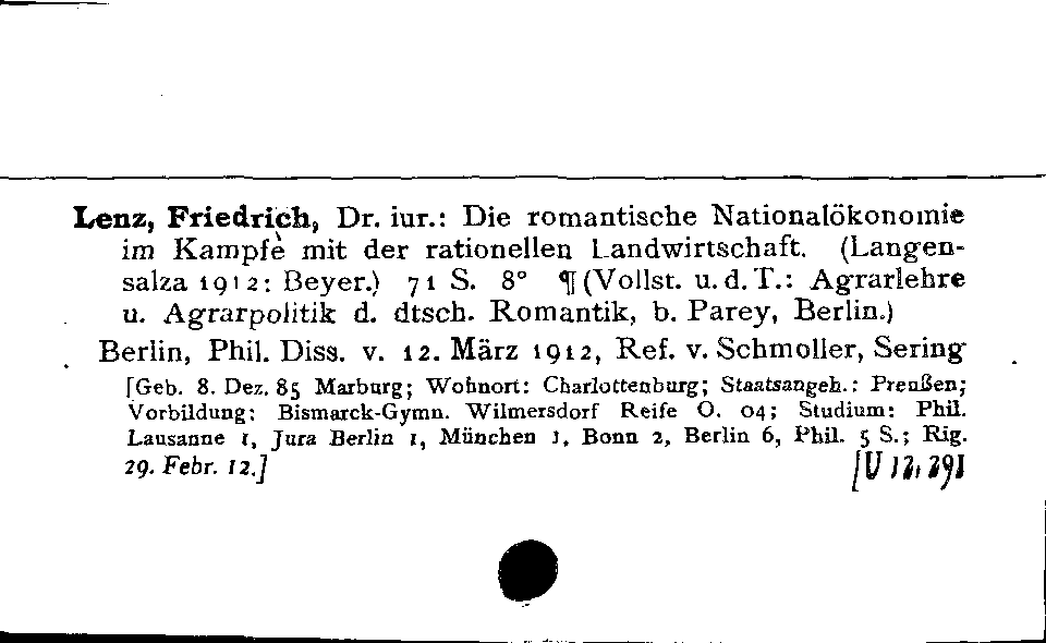 [Katalogkarte Dissertationenkatalog bis 1980]