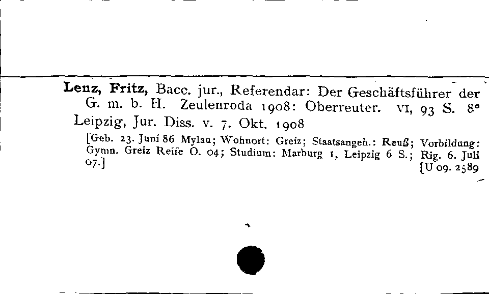 [Katalogkarte Dissertationenkatalog bis 1980]