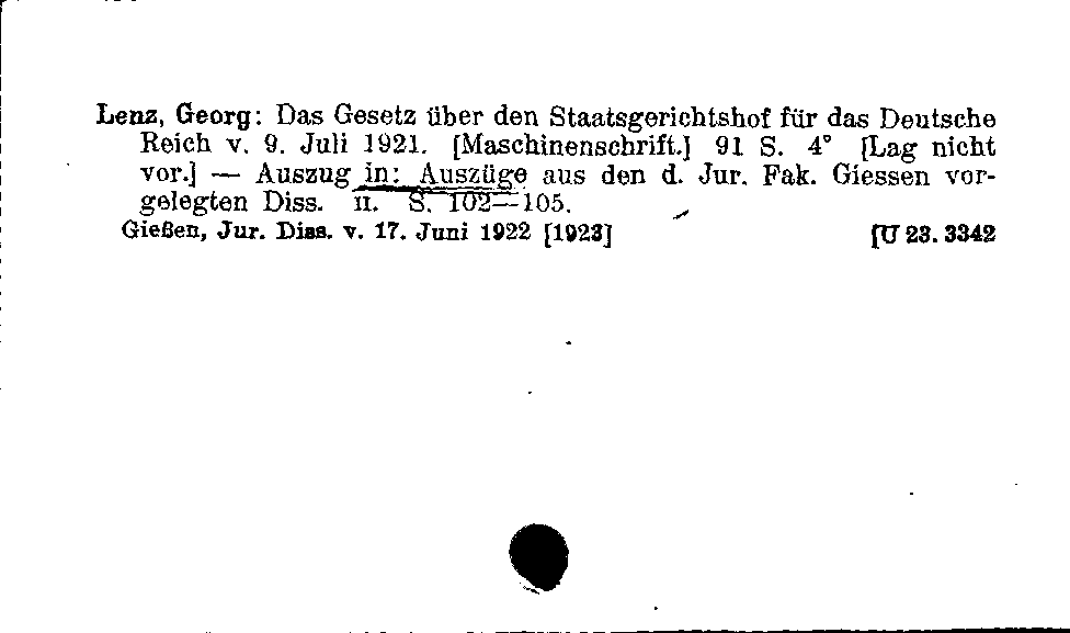 [Katalogkarte Dissertationenkatalog bis 1980]