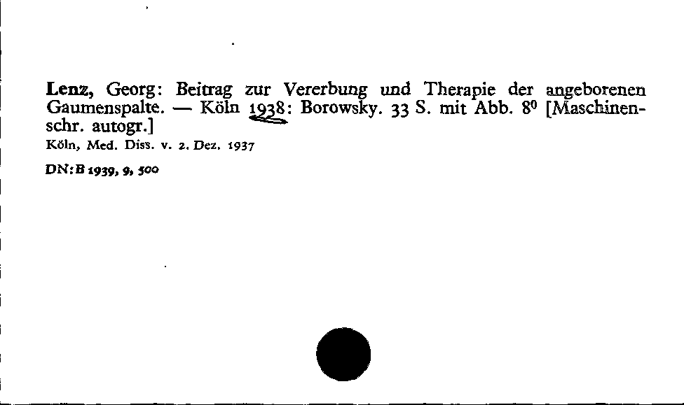 [Katalogkarte Dissertationenkatalog bis 1980]