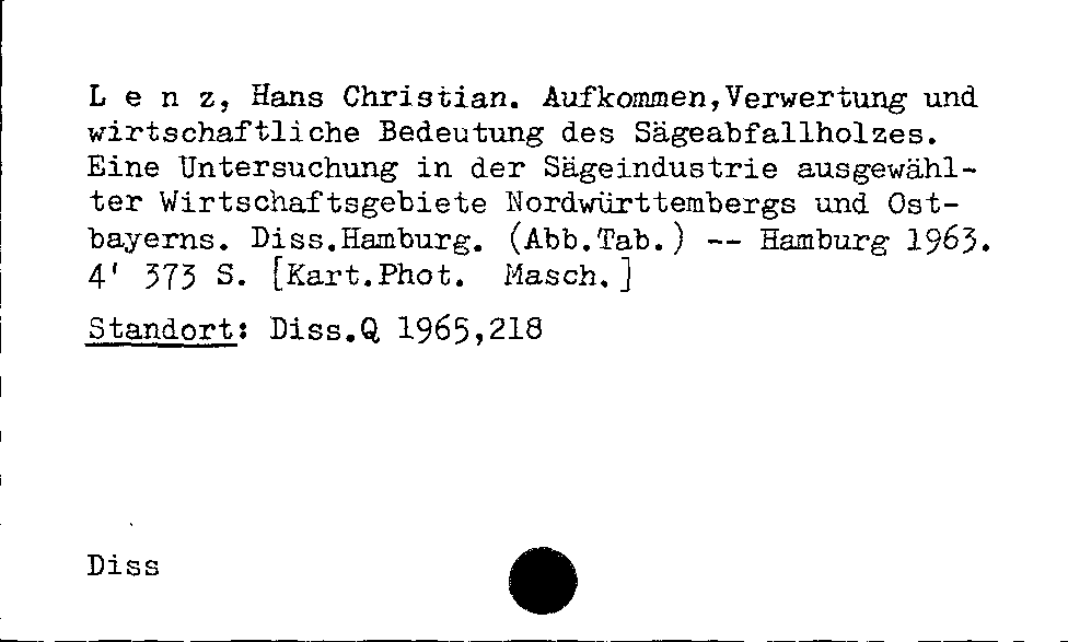 [Katalogkarte Dissertationenkatalog bis 1980]