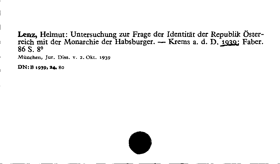 [Katalogkarte Dissertationenkatalog bis 1980]