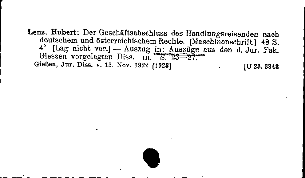 [Katalogkarte Dissertationenkatalog bis 1980]