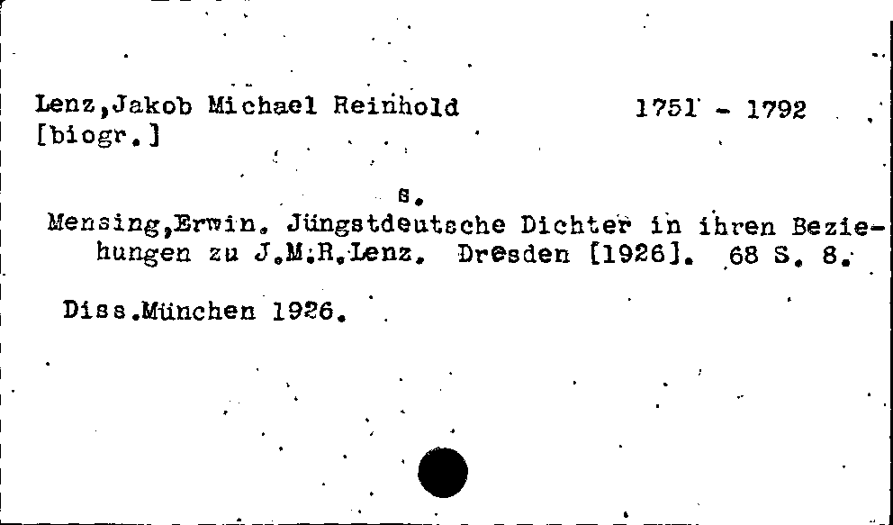 [Katalogkarte Dissertationenkatalog bis 1980]