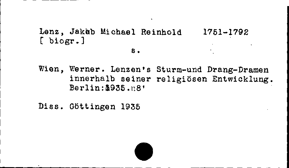 [Katalogkarte Dissertationenkatalog bis 1980]