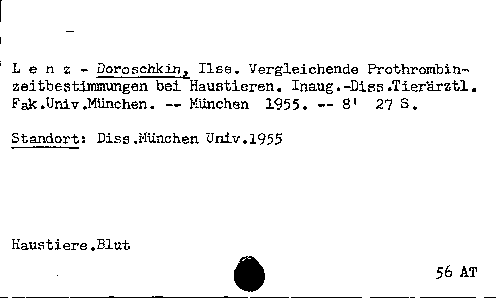 [Katalogkarte Dissertationenkatalog bis 1980]