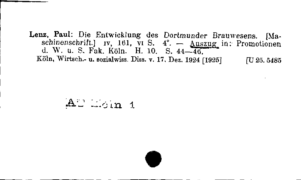 [Katalogkarte Dissertationenkatalog bis 1980]