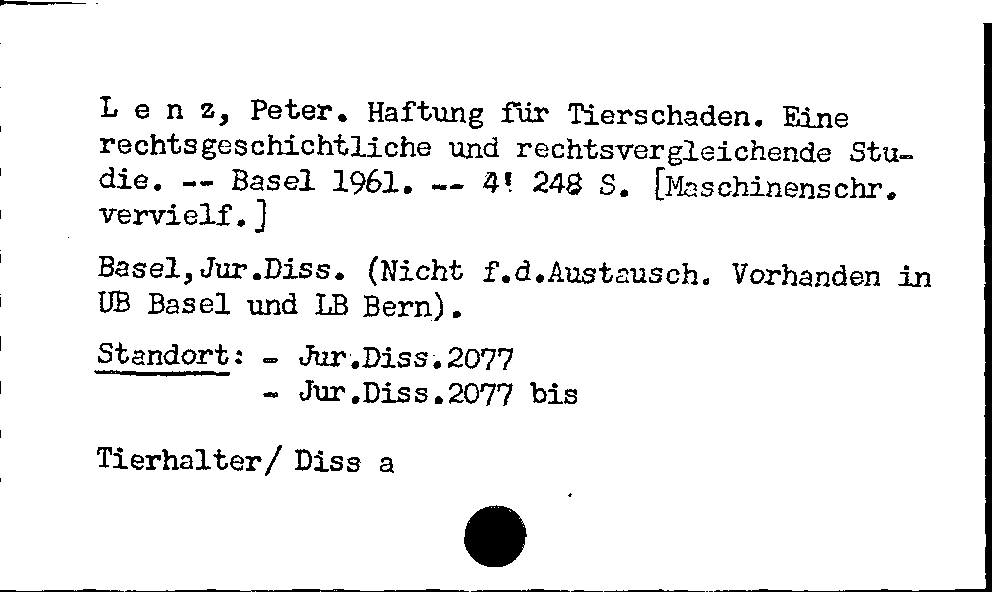 [Katalogkarte Dissertationenkatalog bis 1980]