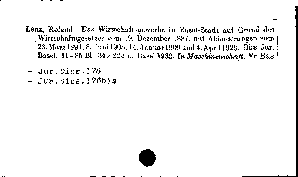 [Katalogkarte Dissertationenkatalog bis 1980]