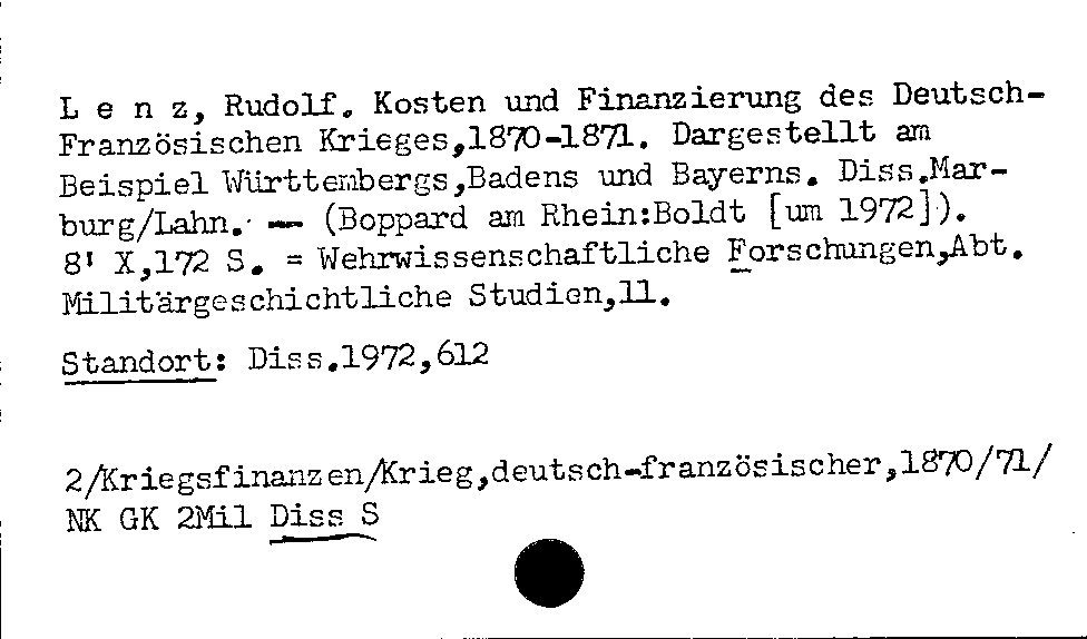 [Katalogkarte Dissertationenkatalog bis 1980]