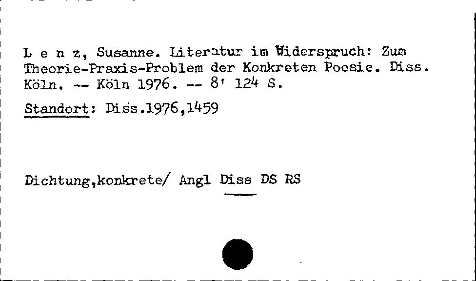 [Katalogkarte Dissertationenkatalog bis 1980]