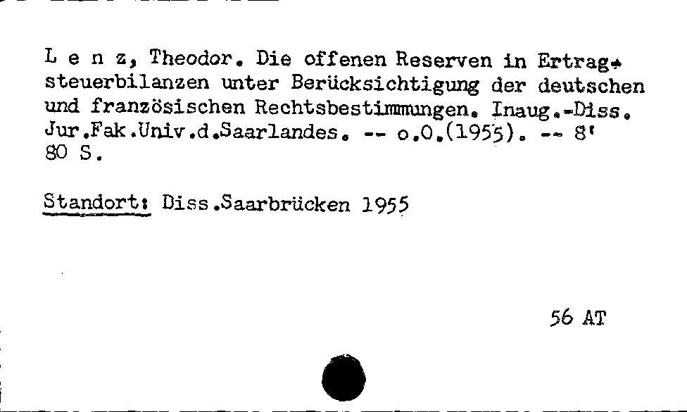 [Katalogkarte Dissertationenkatalog bis 1980]