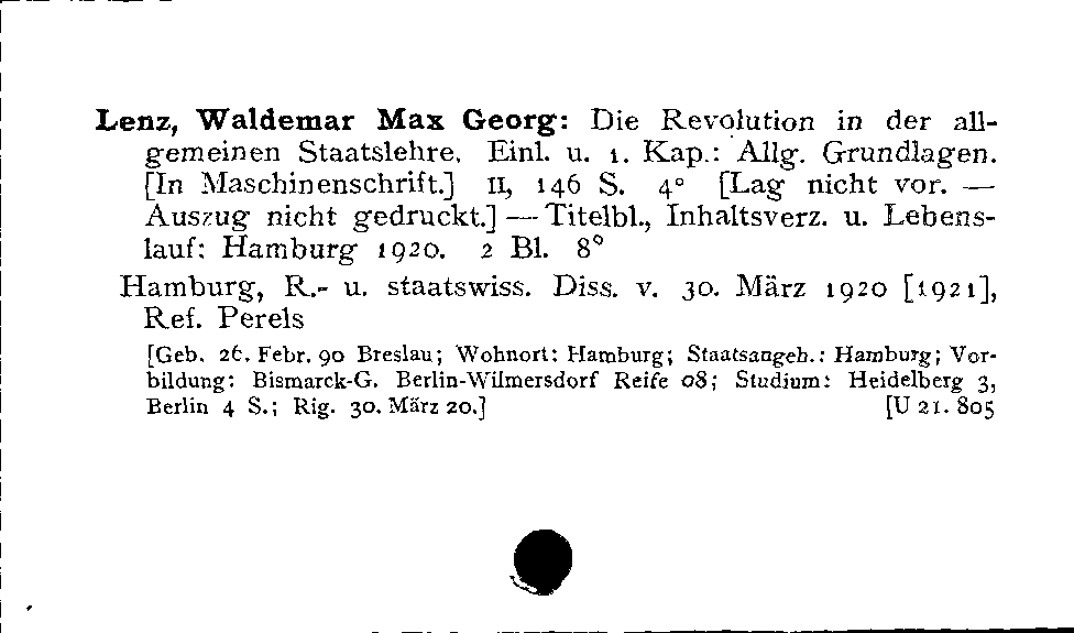 [Katalogkarte Dissertationenkatalog bis 1980]