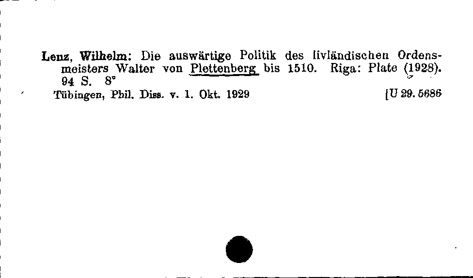 [Katalogkarte Dissertationenkatalog bis 1980]