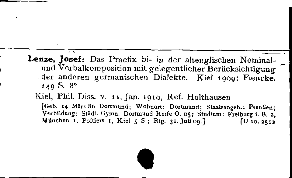 [Katalogkarte Dissertationenkatalog bis 1980]