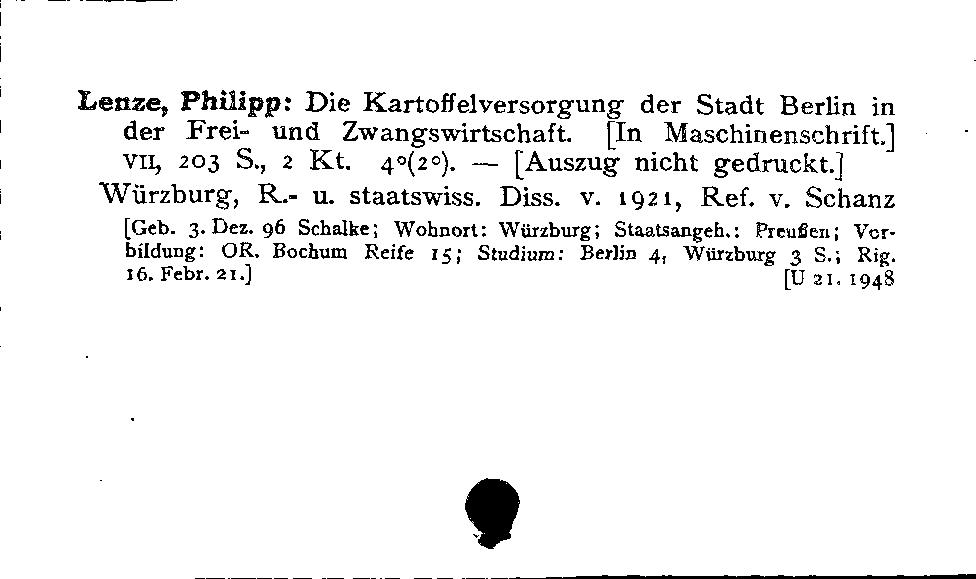 [Katalogkarte Dissertationenkatalog bis 1980]