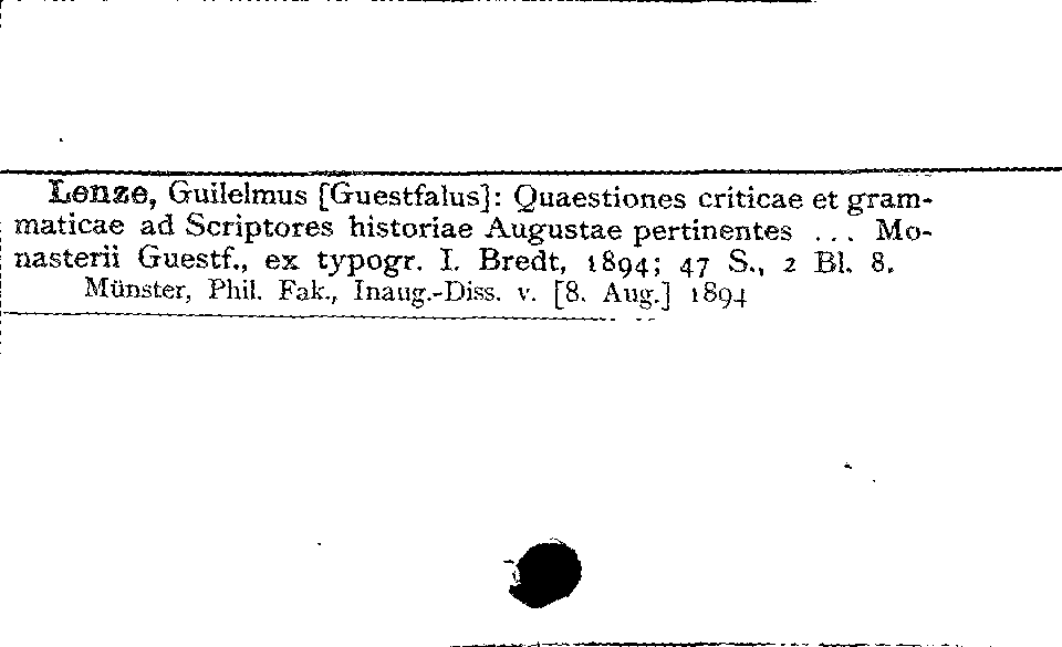 [Katalogkarte Dissertationenkatalog bis 1980]