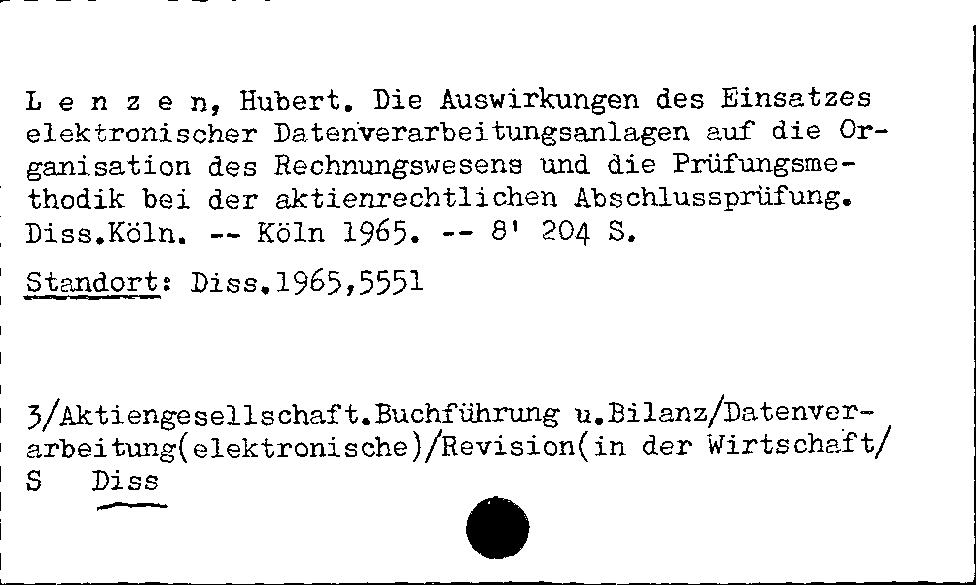 [Katalogkarte Dissertationenkatalog bis 1980]