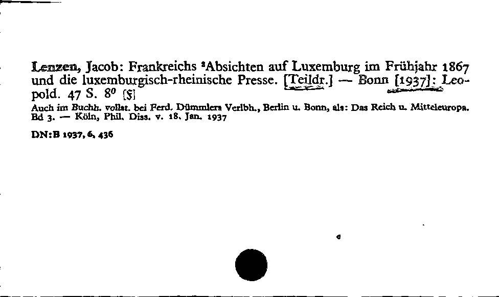 [Katalogkarte Dissertationenkatalog bis 1980]