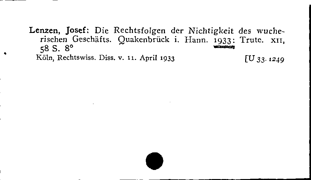 [Katalogkarte Dissertationenkatalog bis 1980]