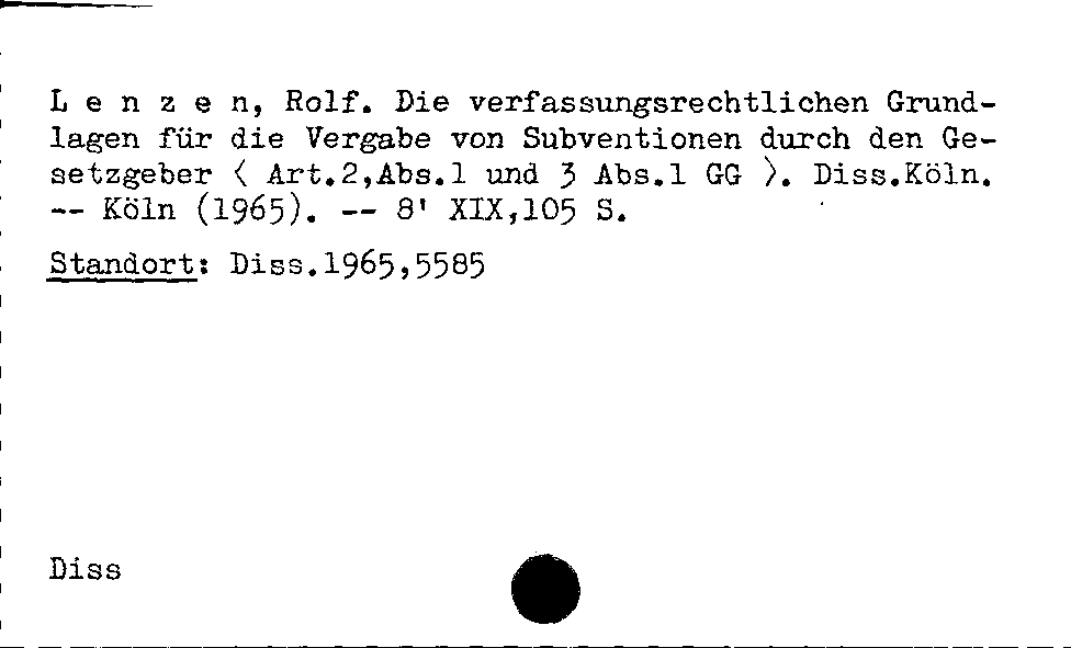 [Katalogkarte Dissertationenkatalog bis 1980]