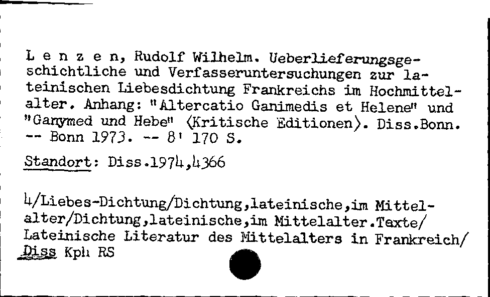 [Katalogkarte Dissertationenkatalog bis 1980]