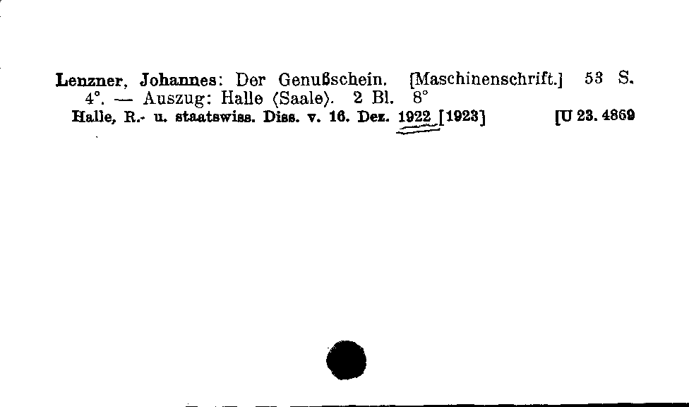 [Katalogkarte Dissertationenkatalog bis 1980]