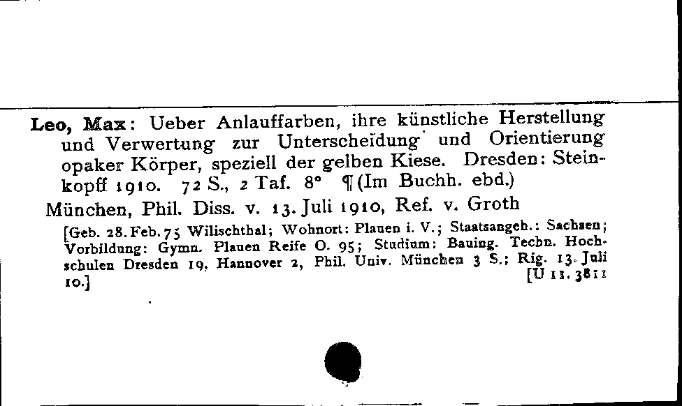 [Katalogkarte Dissertationenkatalog bis 1980]