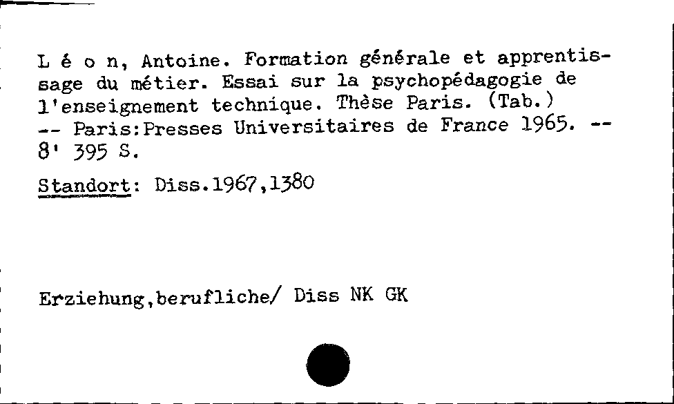 [Katalogkarte Dissertationenkatalog bis 1980]