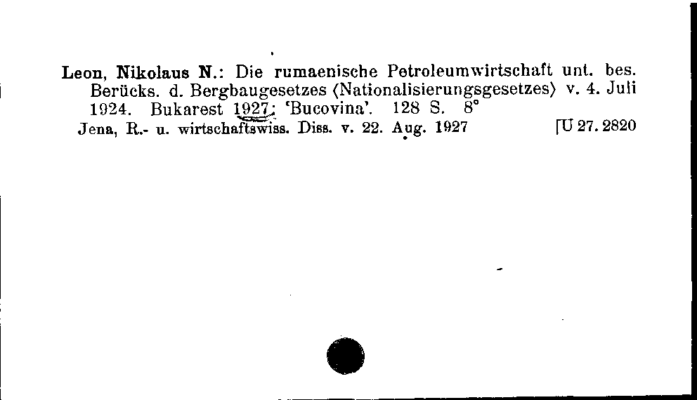 [Katalogkarte Dissertationenkatalog bis 1980]