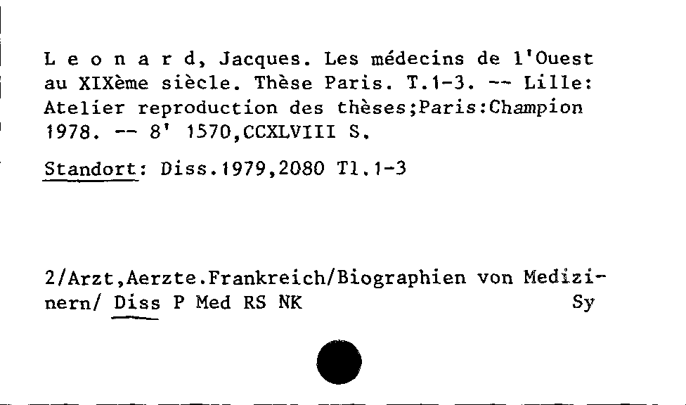 [Katalogkarte Dissertationenkatalog bis 1980]