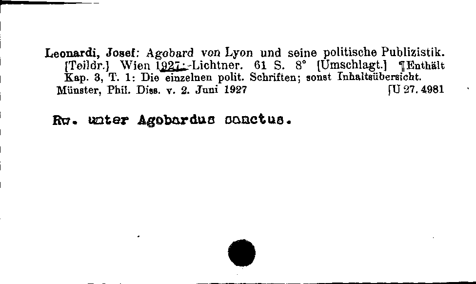 [Katalogkarte Dissertationenkatalog bis 1980]