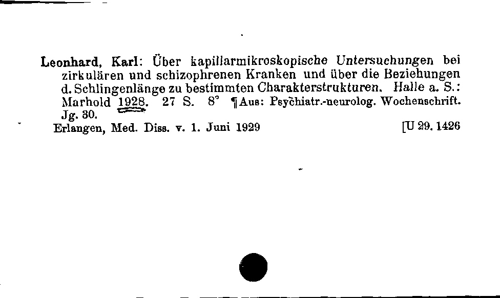 [Katalogkarte Dissertationenkatalog bis 1980]