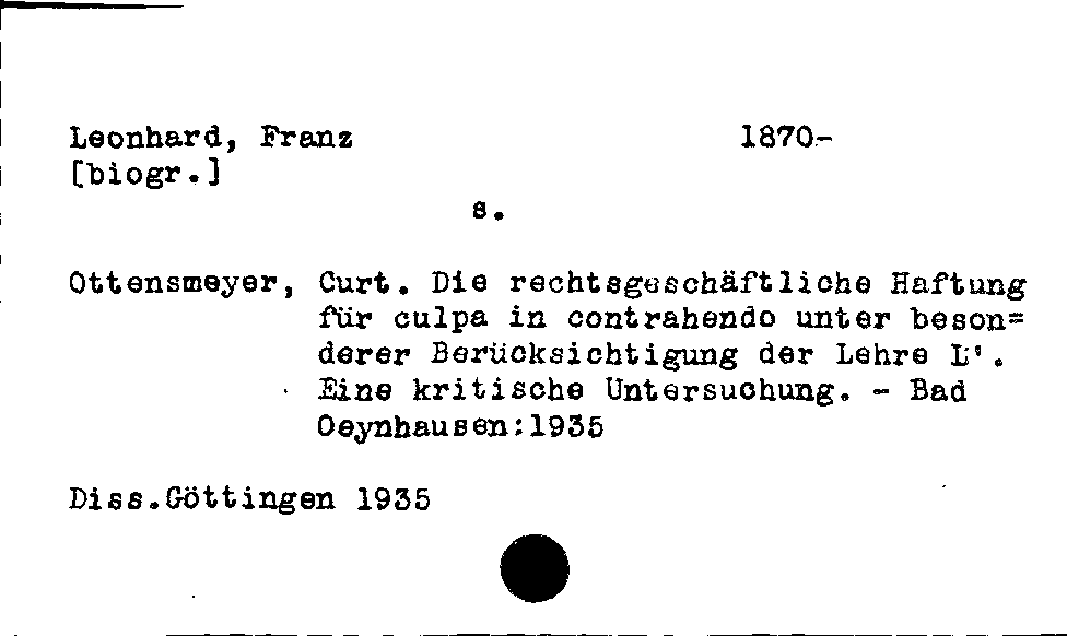 [Katalogkarte Dissertationenkatalog bis 1980]