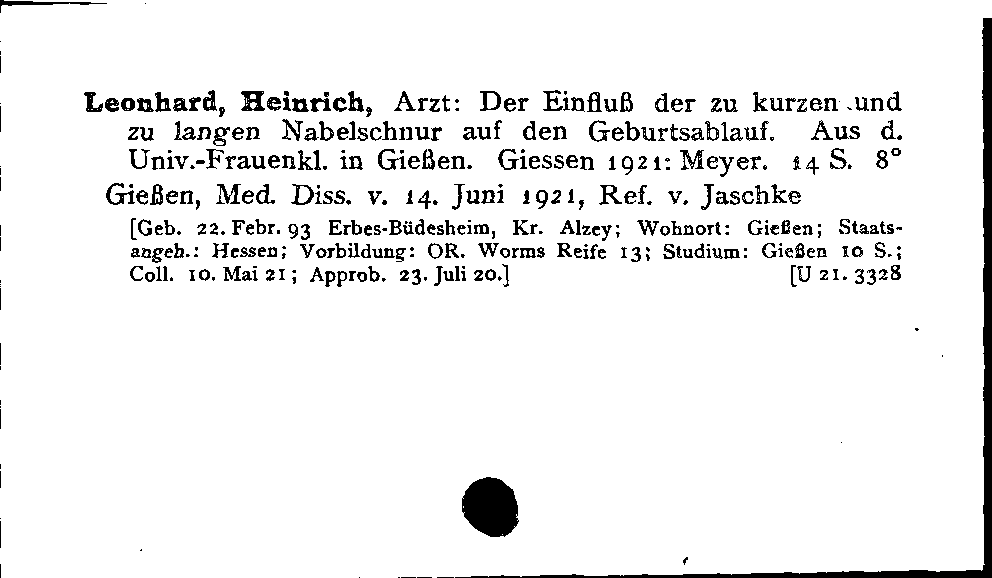 [Katalogkarte Dissertationenkatalog bis 1980]