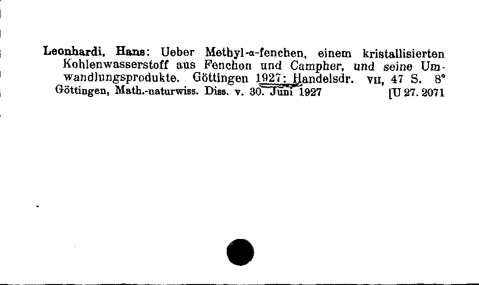 [Katalogkarte Dissertationenkatalog bis 1980]