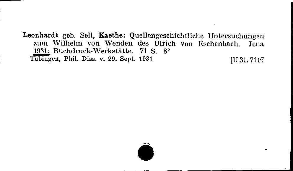 [Katalogkarte Dissertationenkatalog bis 1980]