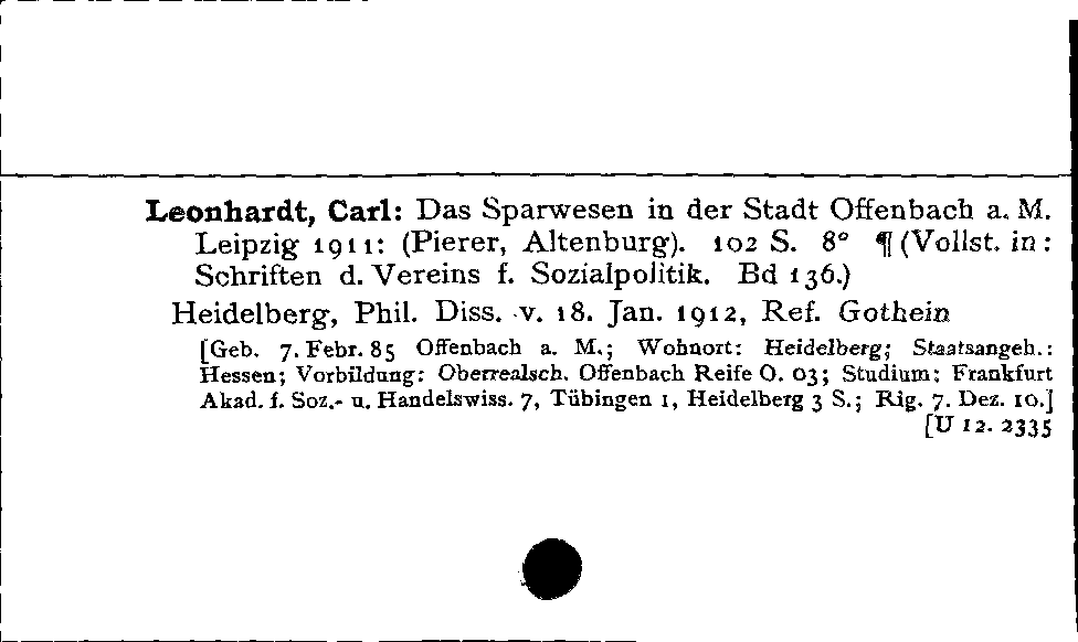 [Katalogkarte Dissertationenkatalog bis 1980]